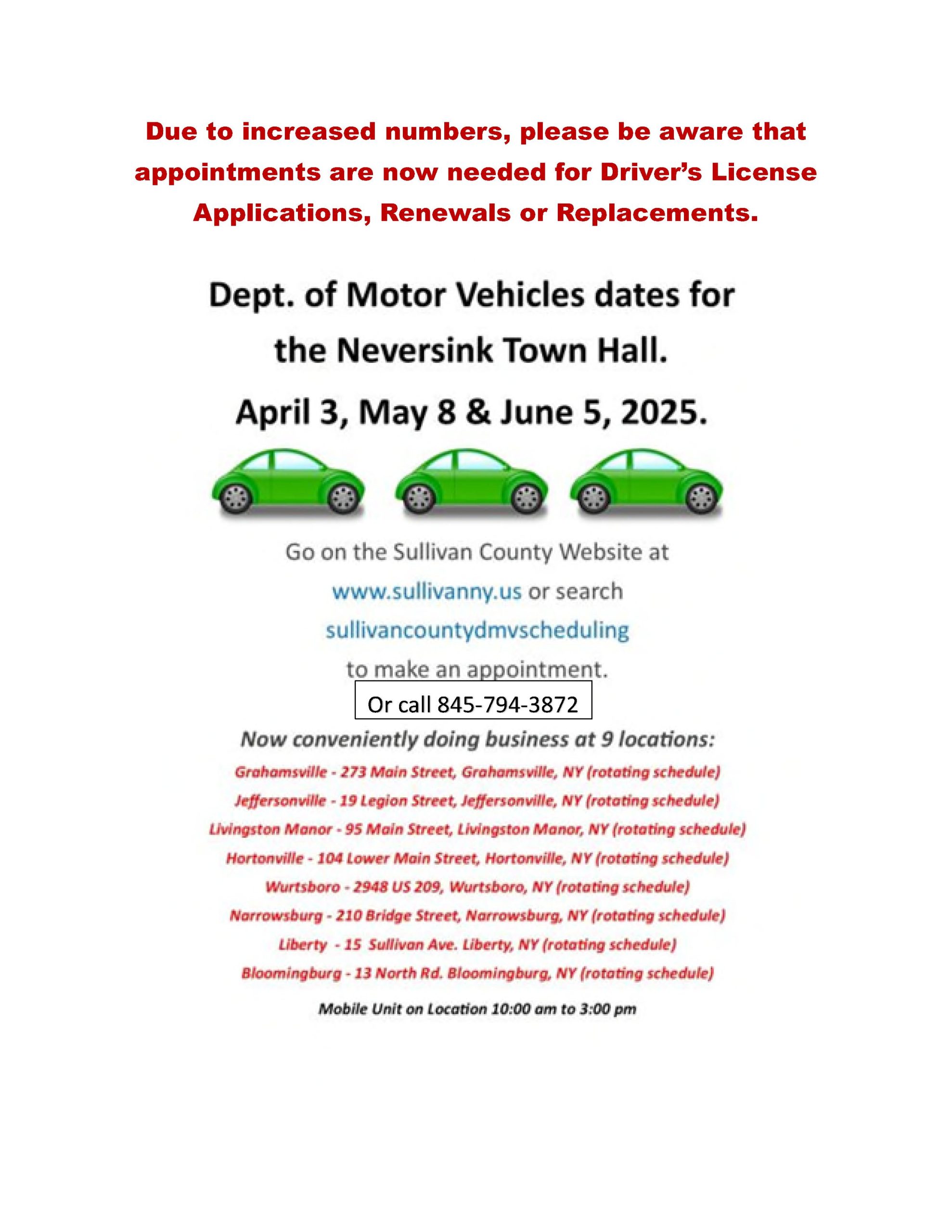 DMV Spring Schedule 2025