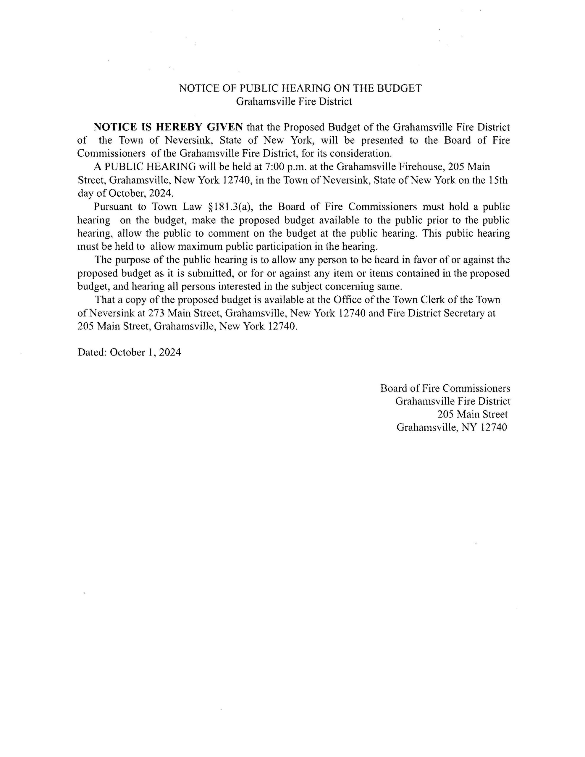 GFD Public Hearing 10-15-2024