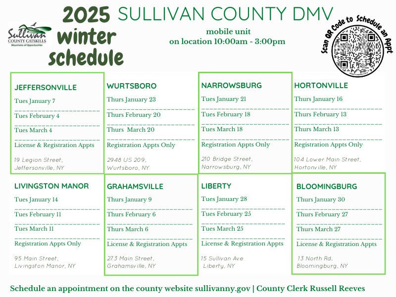 DMV Winter Schedule 2025