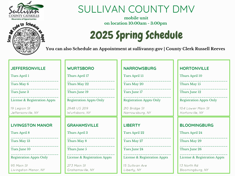 DMV Spring Schedule