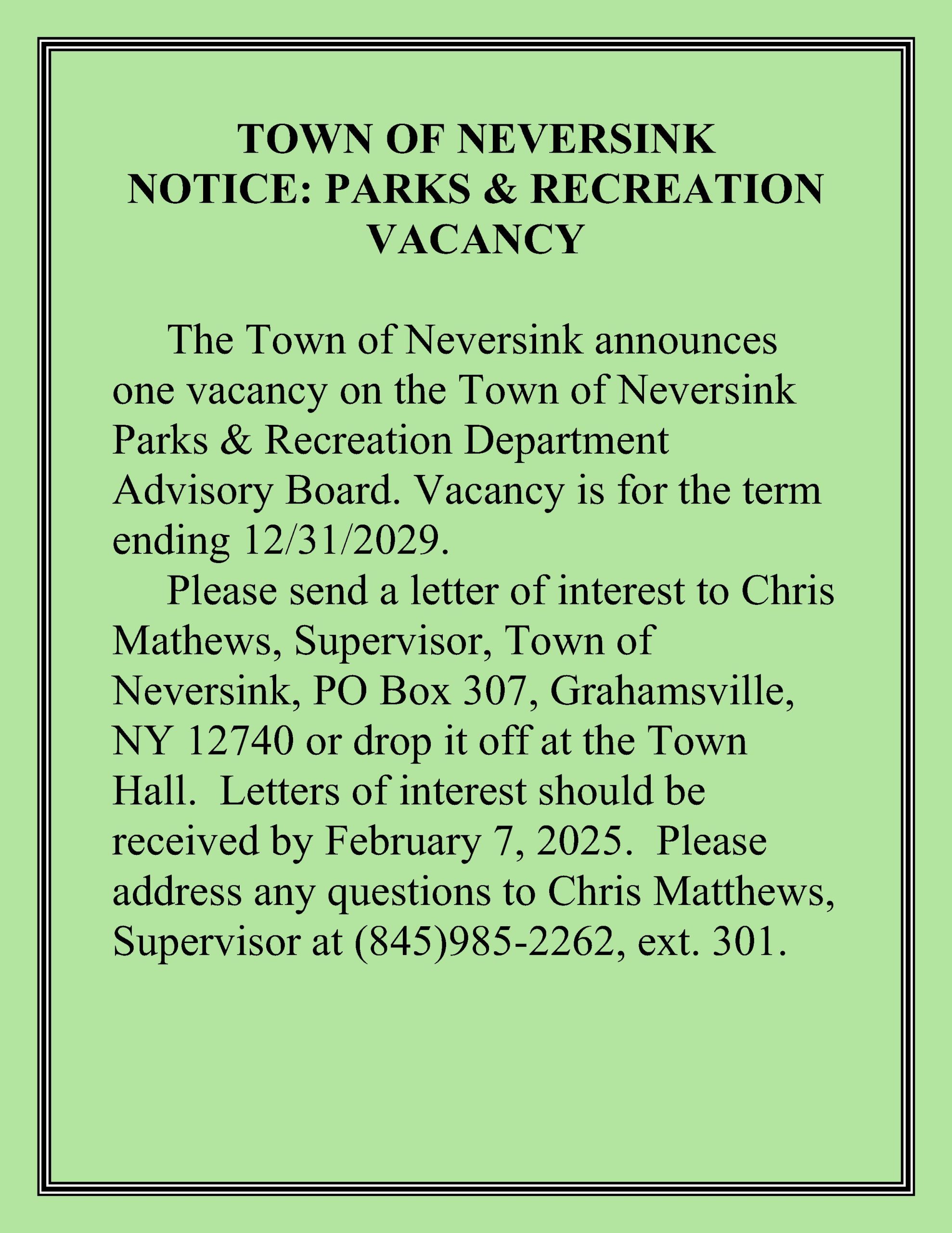 Parks & Recreation Advisory Board 1/06/2024