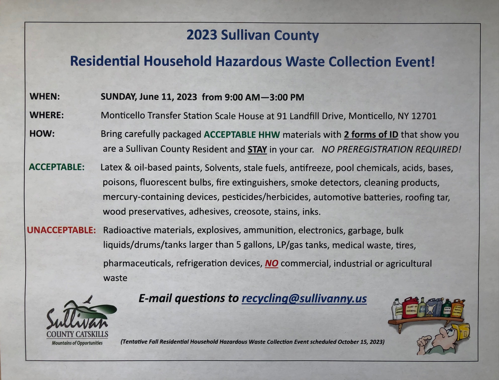 Residential Household Hazardous Waste Collection Event