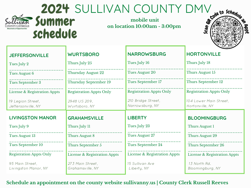 DMV Schedule Summer 2024