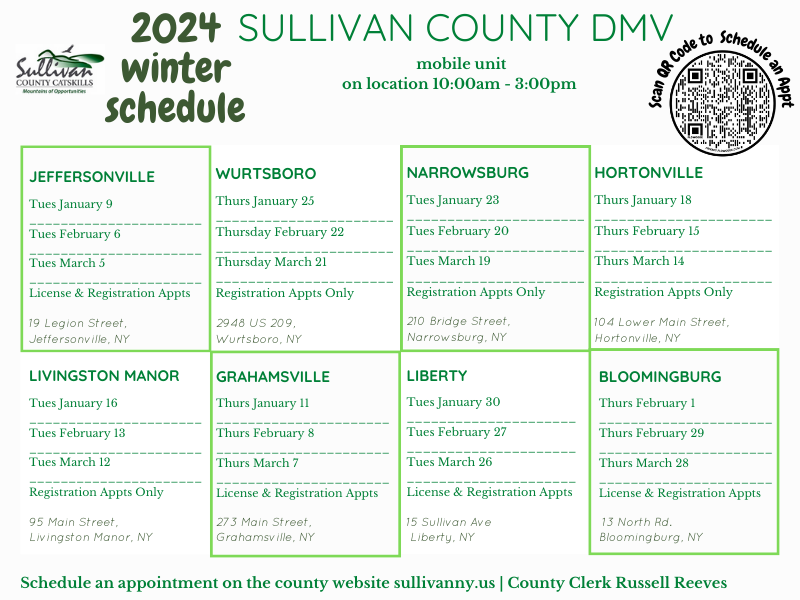 2024 Winter DMV Mobile Unit Schedule