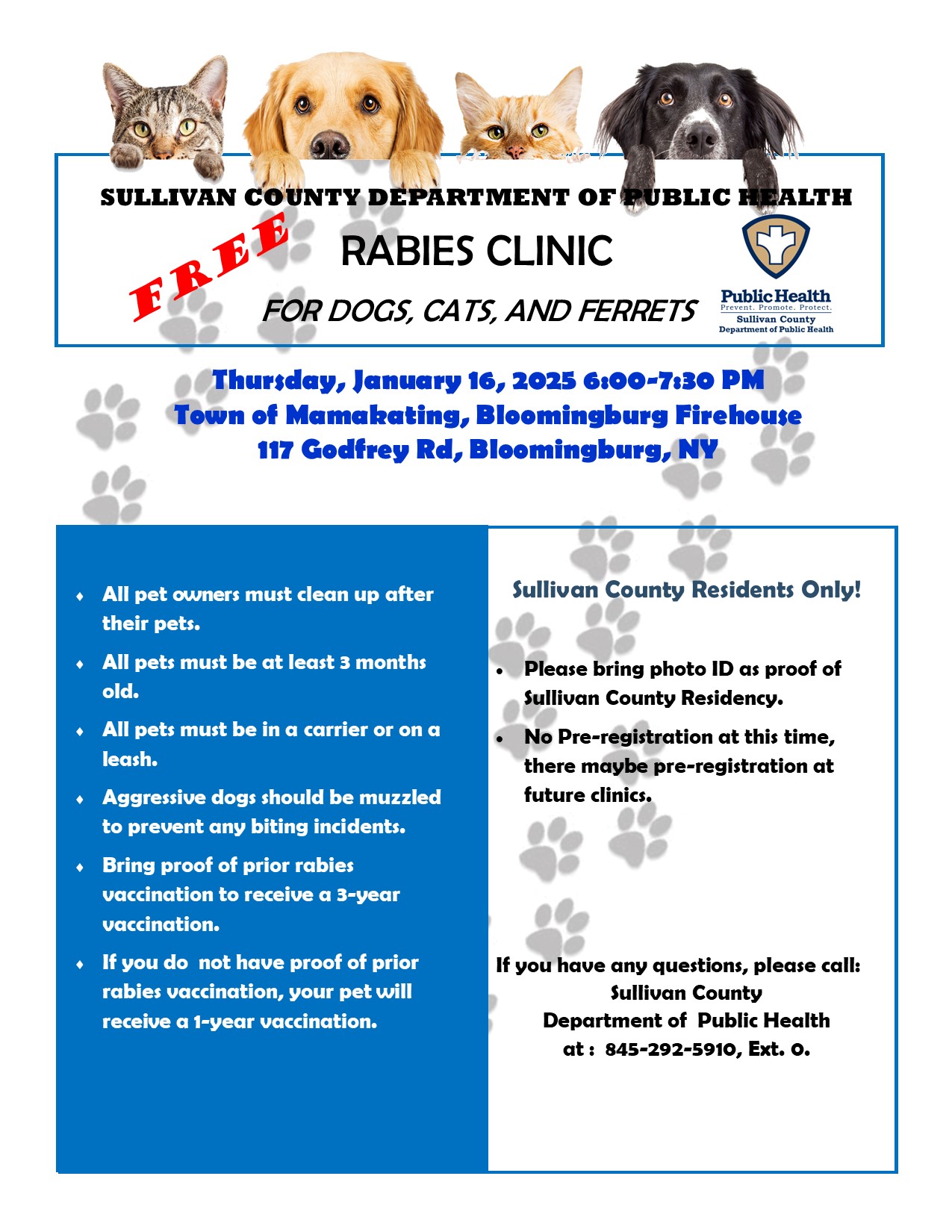 Rabies Clinic 1/16/25