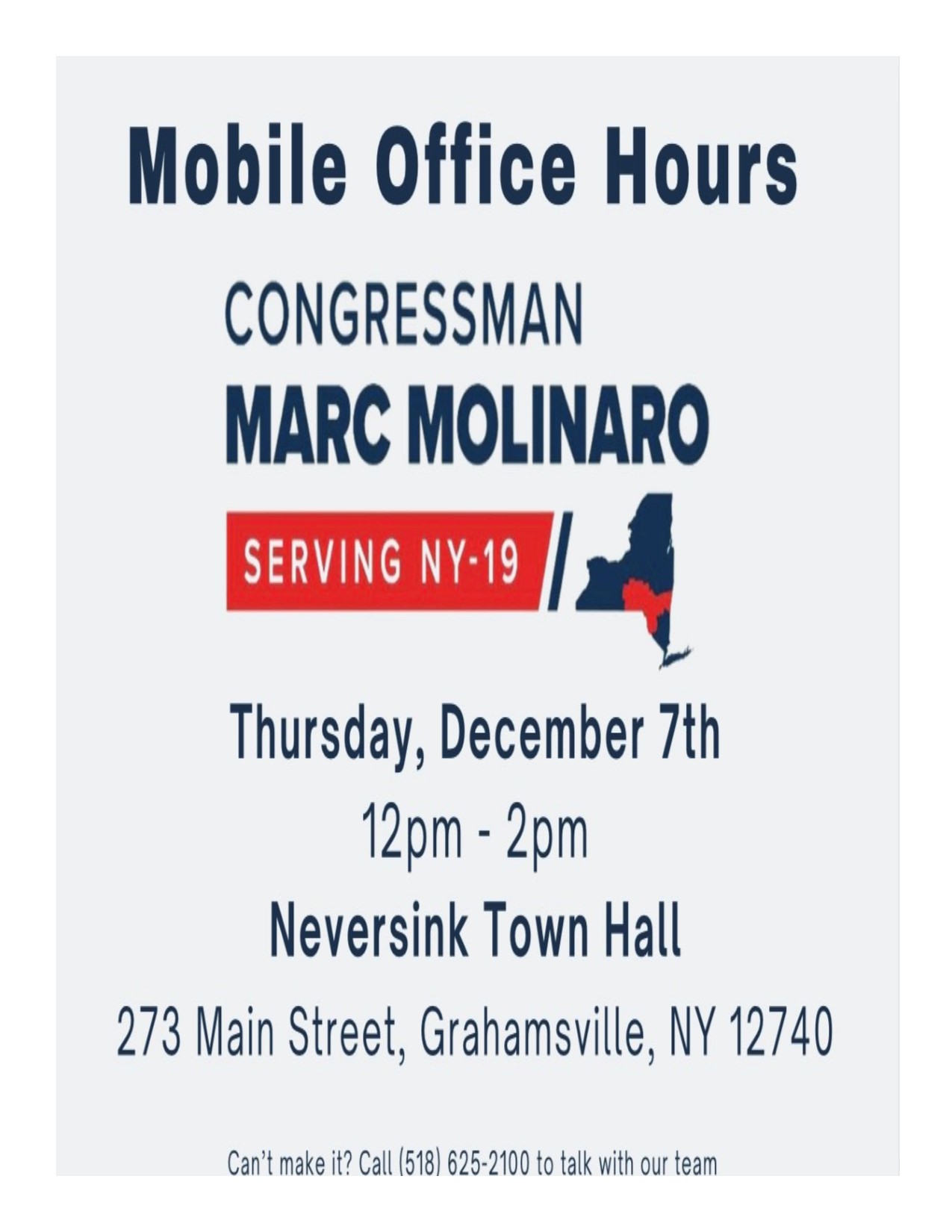 Congressman Marc Molinaro’s Office Hours at Neversink Town Hall